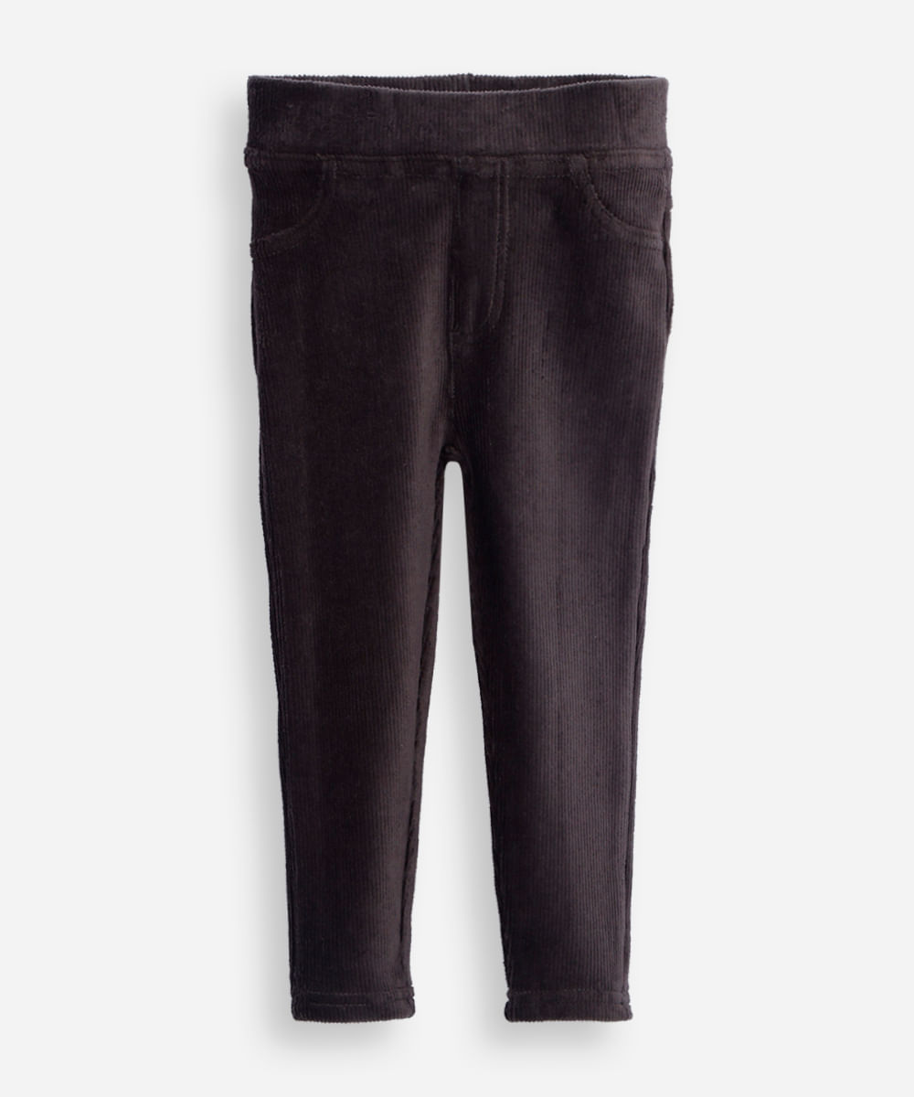 calça legging infantil de veludo texturizada cinza
