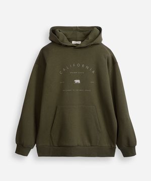 blusão de moletom juvenil com capuz california verde