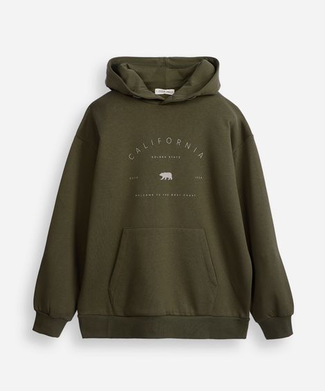 blusão de moletom juvenil com capuz california verde