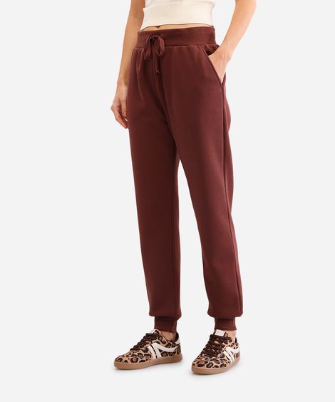 calça de moletom jogger com felpa - marrom