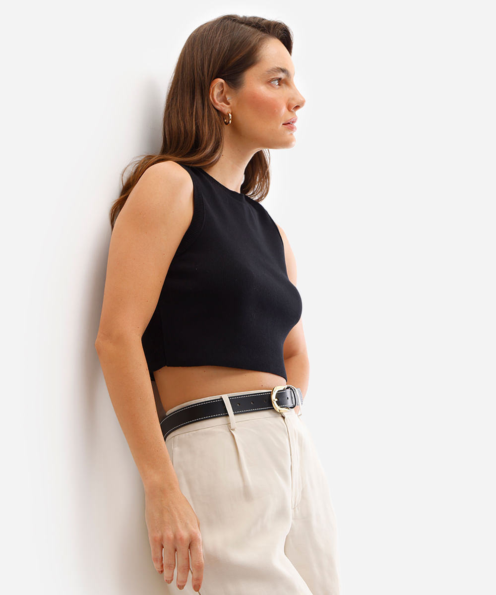 cropped tricot de viscose preto