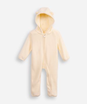 macacão de pelúcia infantil com capuz off white