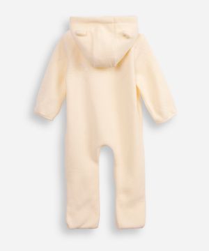 macacão de pelúcia infantil com capuz off white