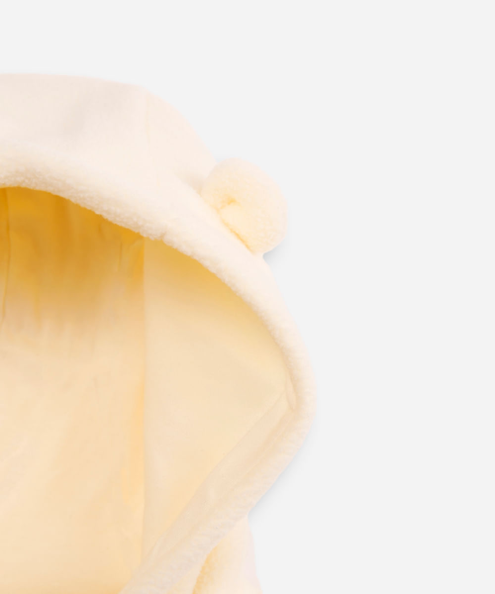 macacão de pelúcia infantil com capuz off white