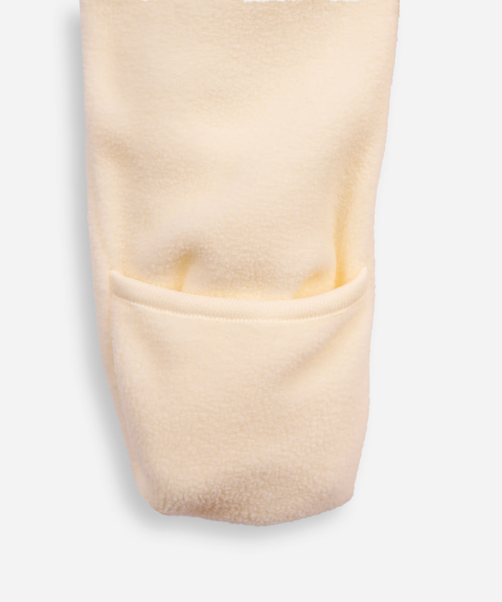 macacão de pelúcia infantil com capuz off white