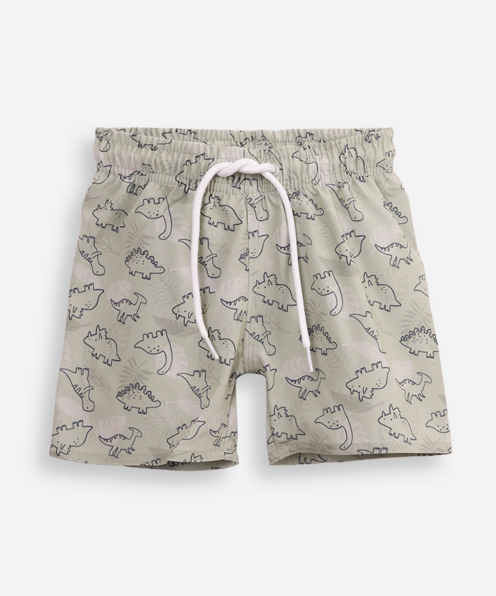short boardshort infantil dinossauro verde