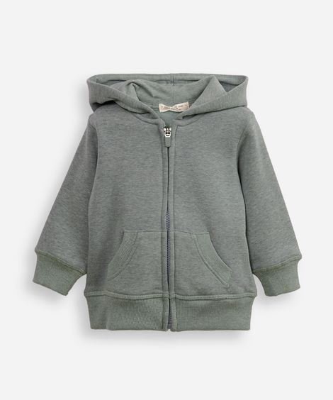 blusão infantil de moletom com capuz e bolso verde