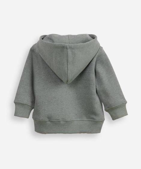blusão infantil de moletom com capuz e bolso verde