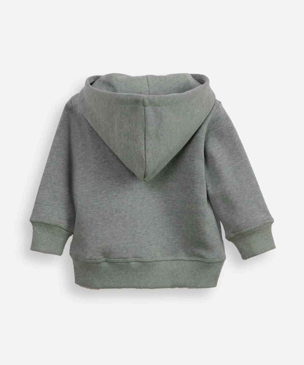 blusão infantil de moletom com capuz e bolso verde