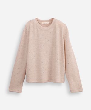 suéter de tricot infantil com strass bege