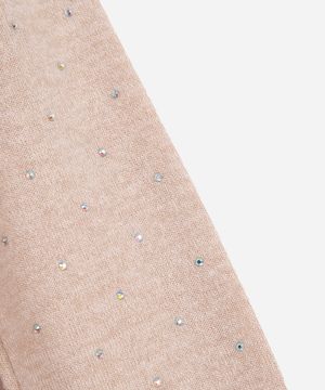 suéter de tricot infantil com strass bege