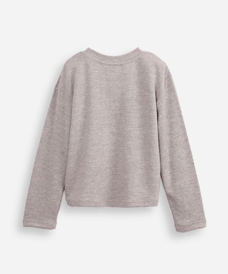 suéter de tricot infantil com strass cinza