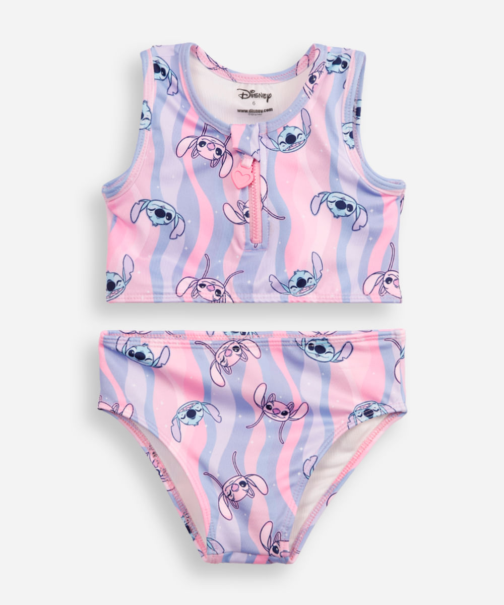 biquíni infantil com zíper stitch e angel colorido