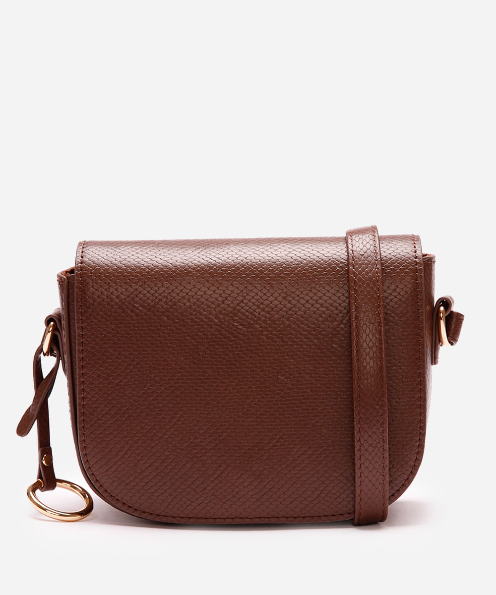 bolsa feminina transversal croco marrom
