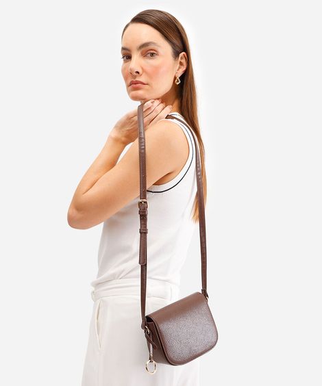bolsa feminina transversal croco marrom