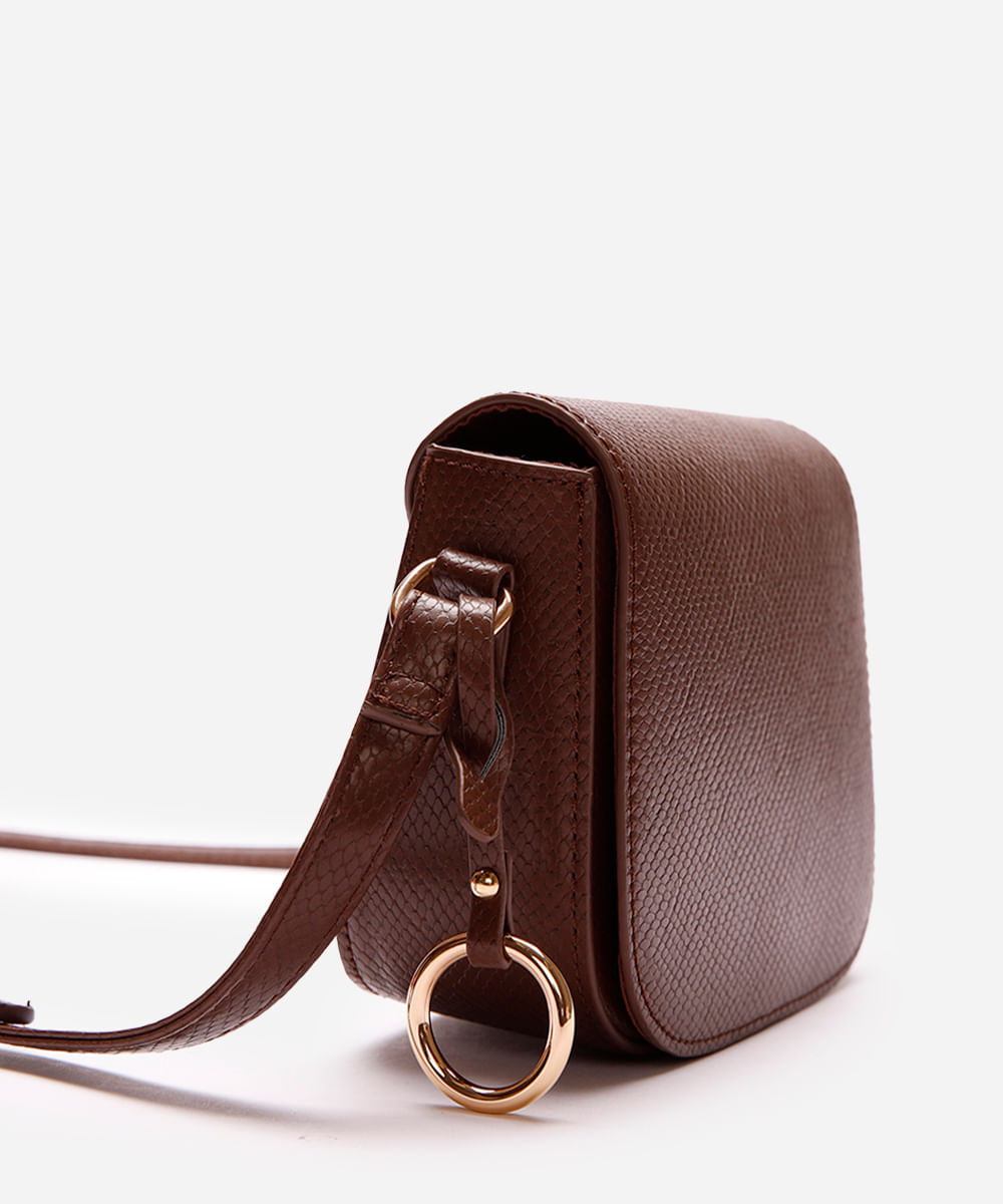 bolsa feminina transversal croco marrom