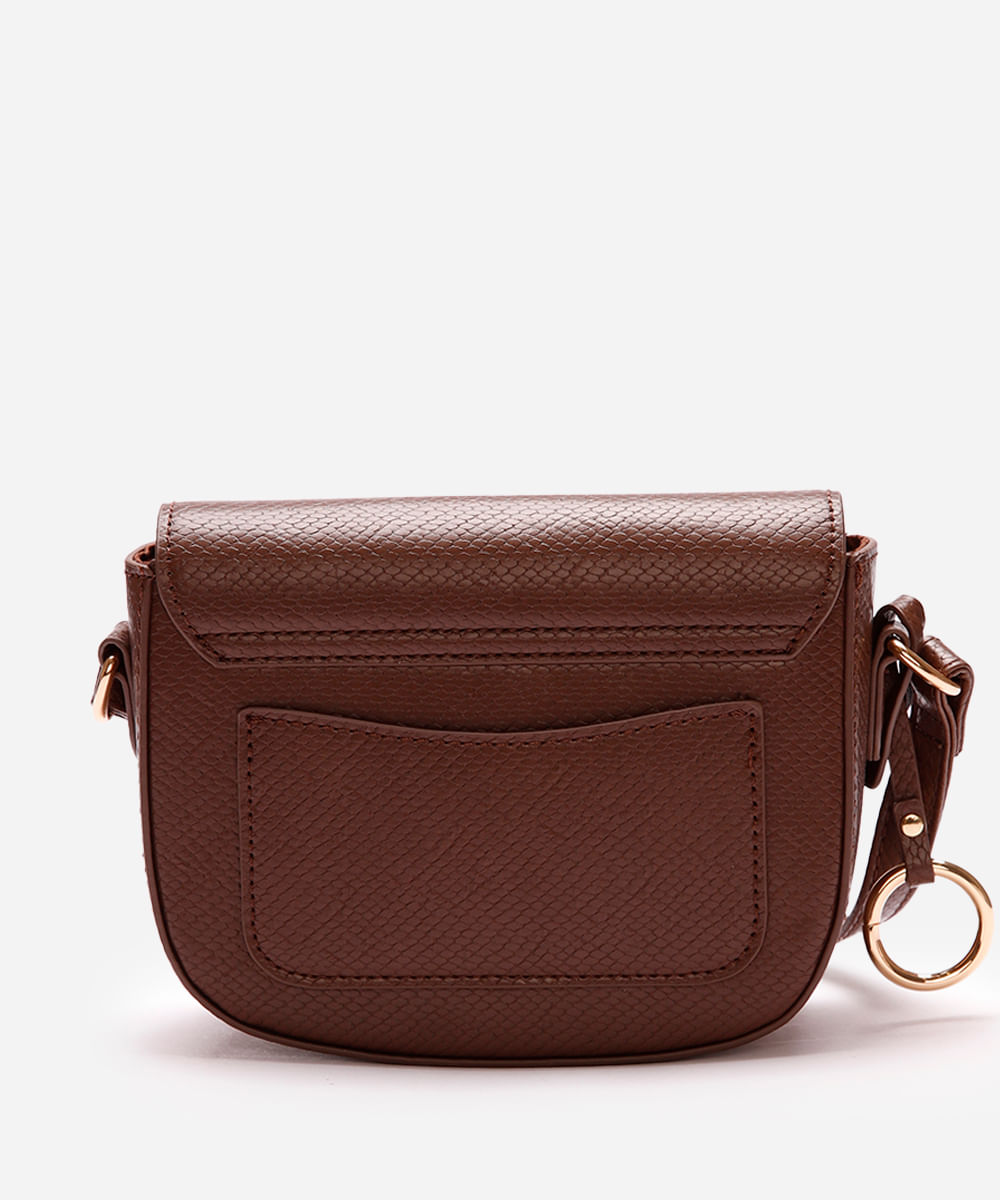 bolsa feminina transversal croco marrom