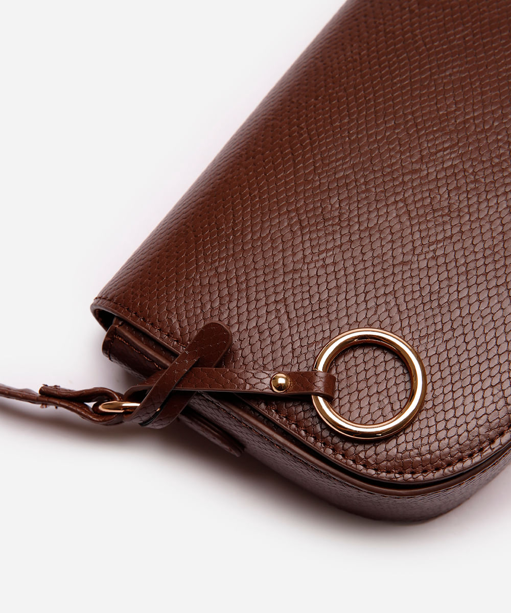 bolsa feminina transversal croco marrom
