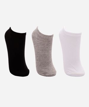 kit de 3 meias cano baixo femininas colorido