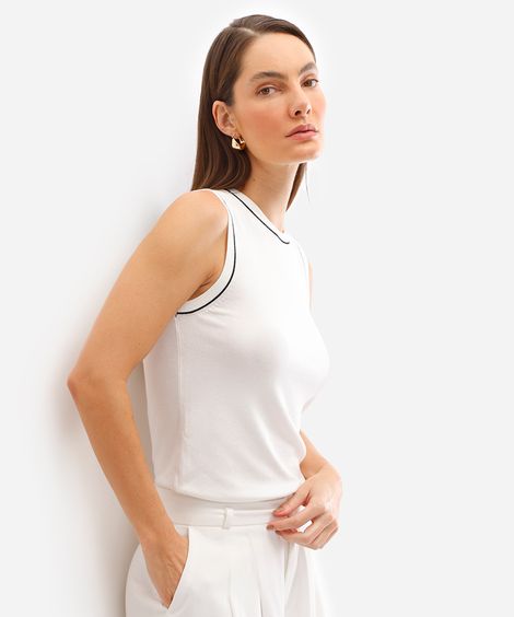 regata feminina de tricot  off white