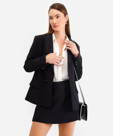 short saia feminino de alfaiataria - preto