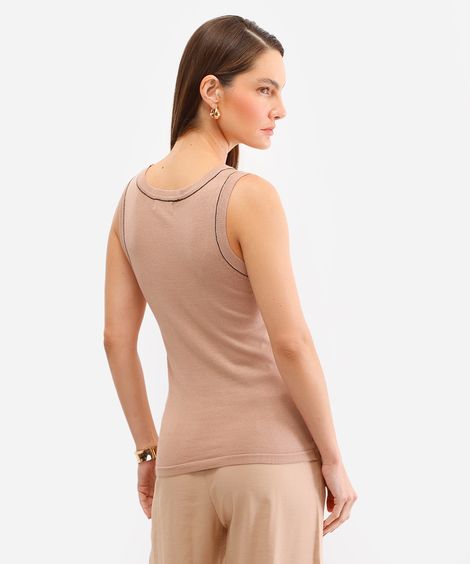 regata feminina de tricot bege