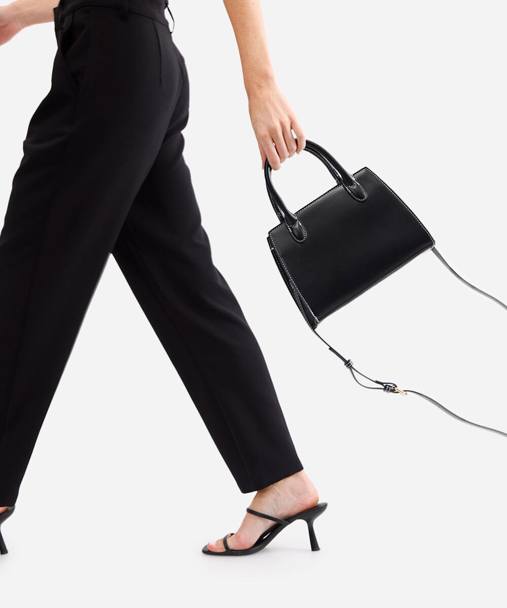 bolsa tote alça removível preto