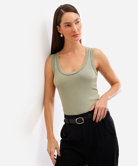 regata feminina de tricot verde