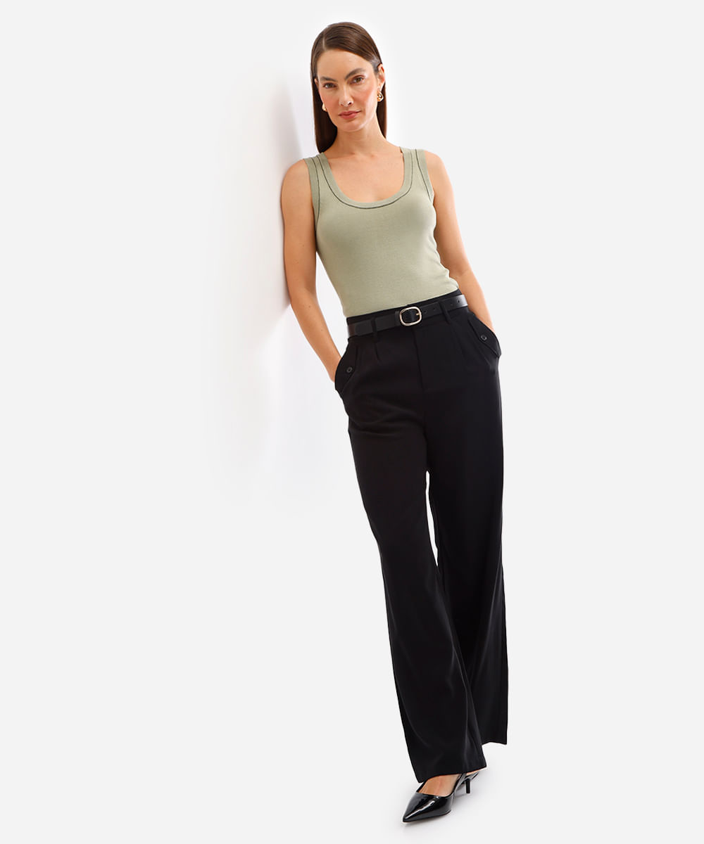 regata feminina de tricot verde