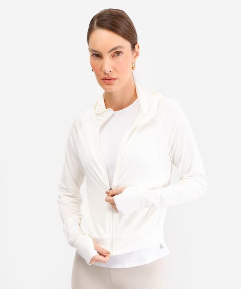 jaqueta com capuz esportiva - off white