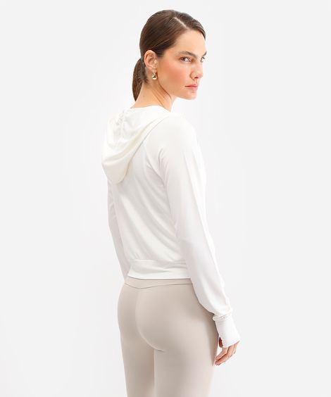 jaqueta com capuz esportiva - off white
