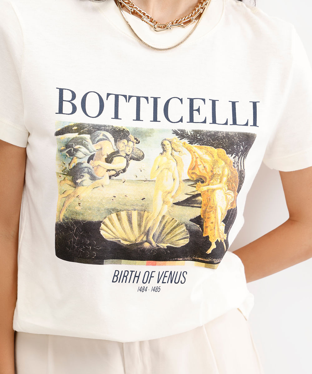 camiseta feminina de algodão botticelli off white