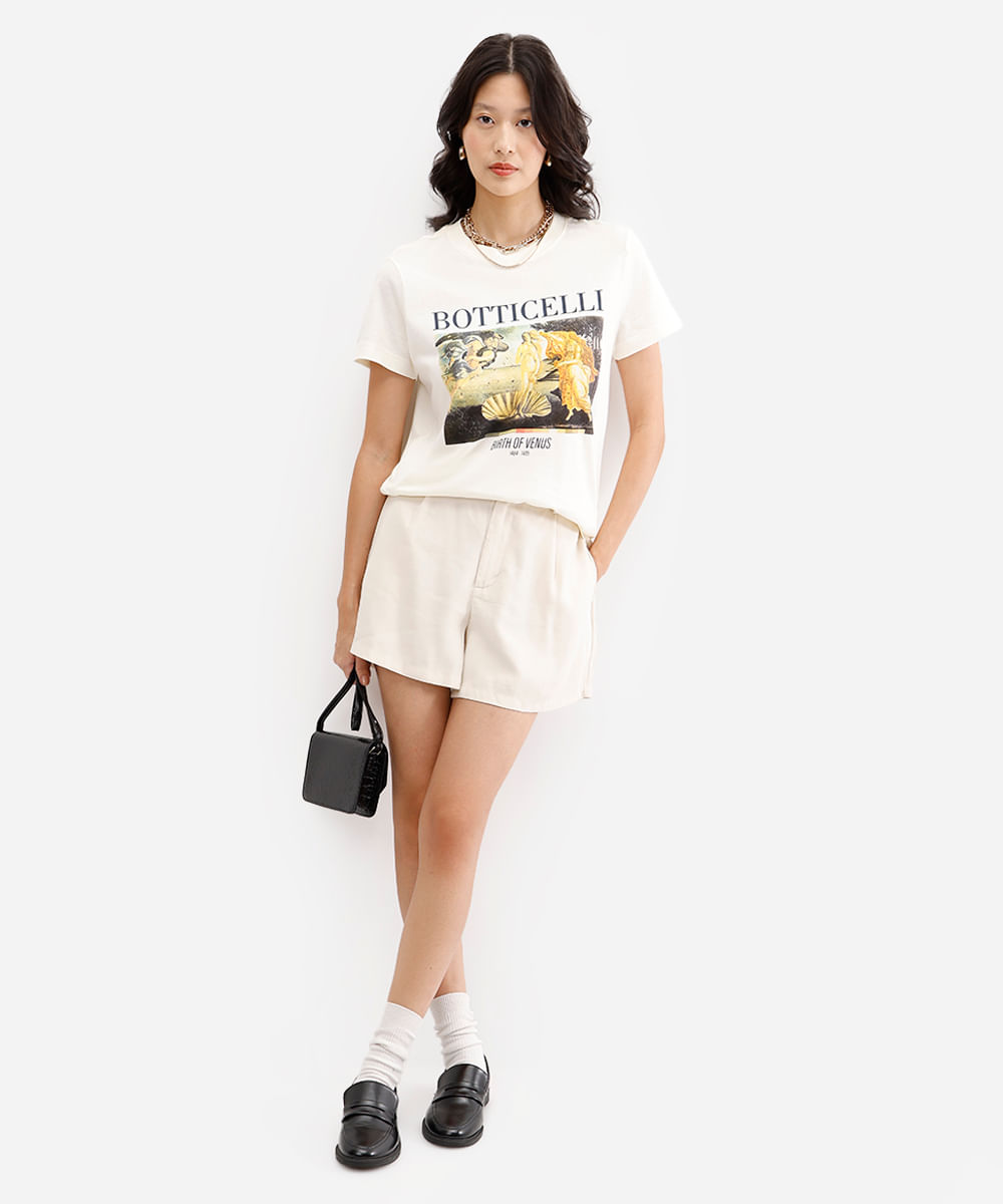 camiseta feminina de algodão botticelli off white