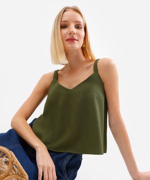 regata de viscose decote v verde