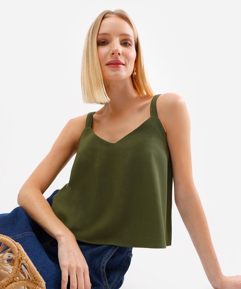 regata de viscose decote v verde