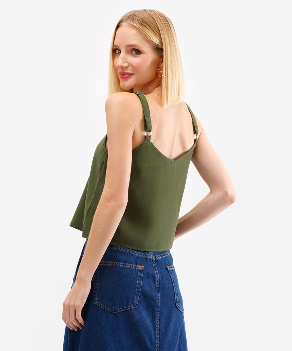 regata de viscose decote v verde