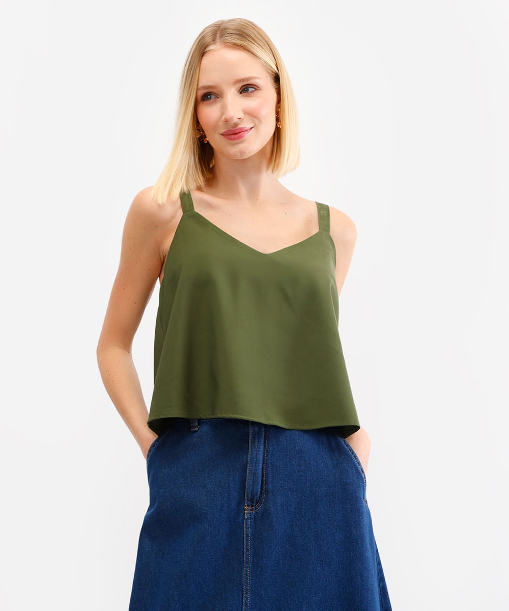 regata de viscose decote v verde