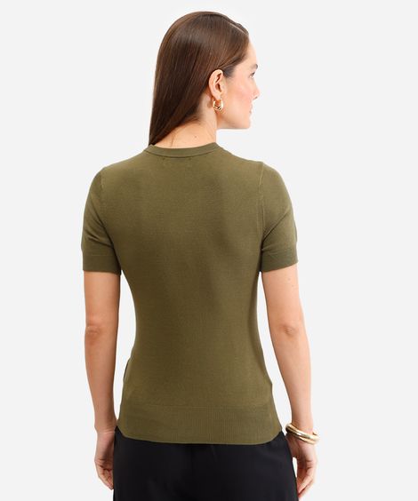 blusa feminina de tricot com botões verde