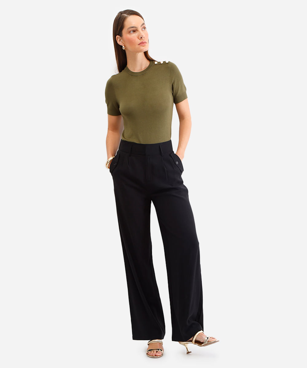 blusa feminina de tricot com botões verde