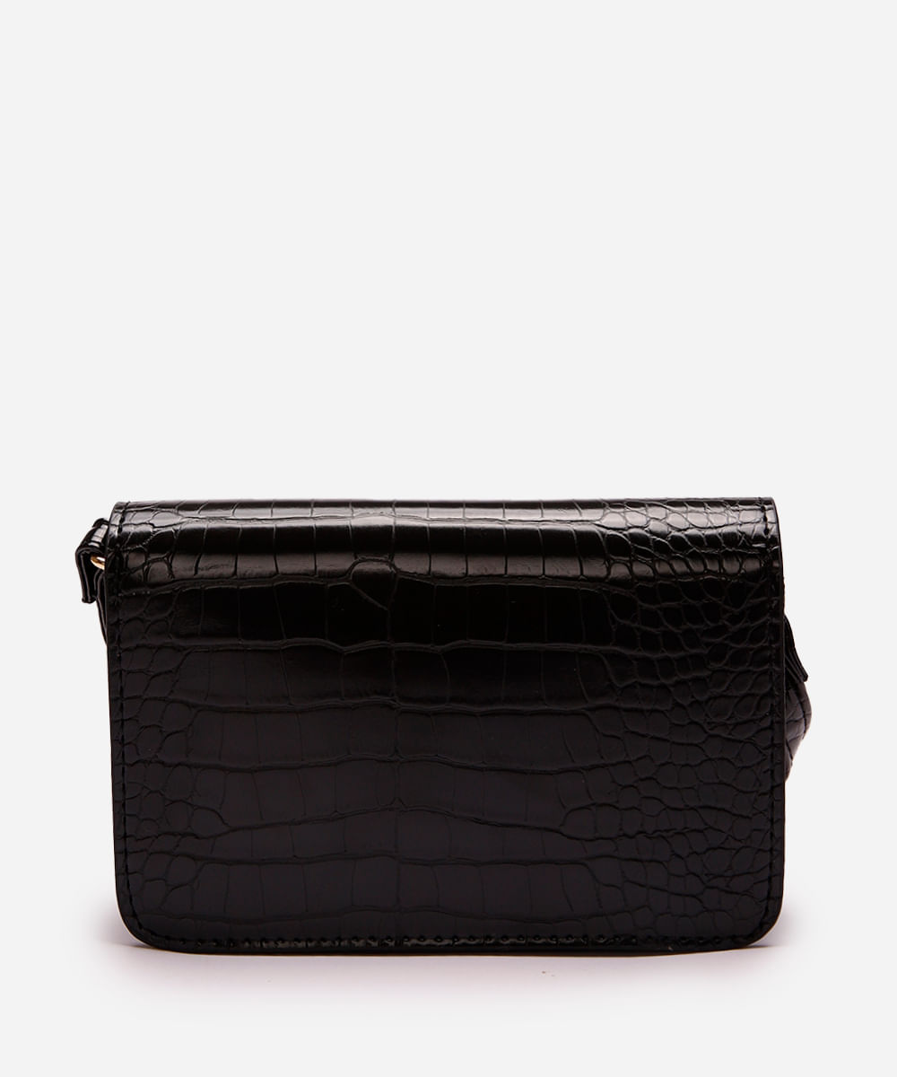 bolsa transversal feminina croco preta
