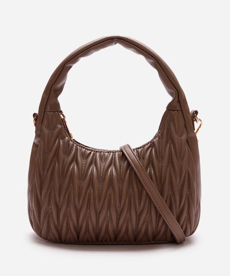 bolsa baguete matelassê com alça removível marrom