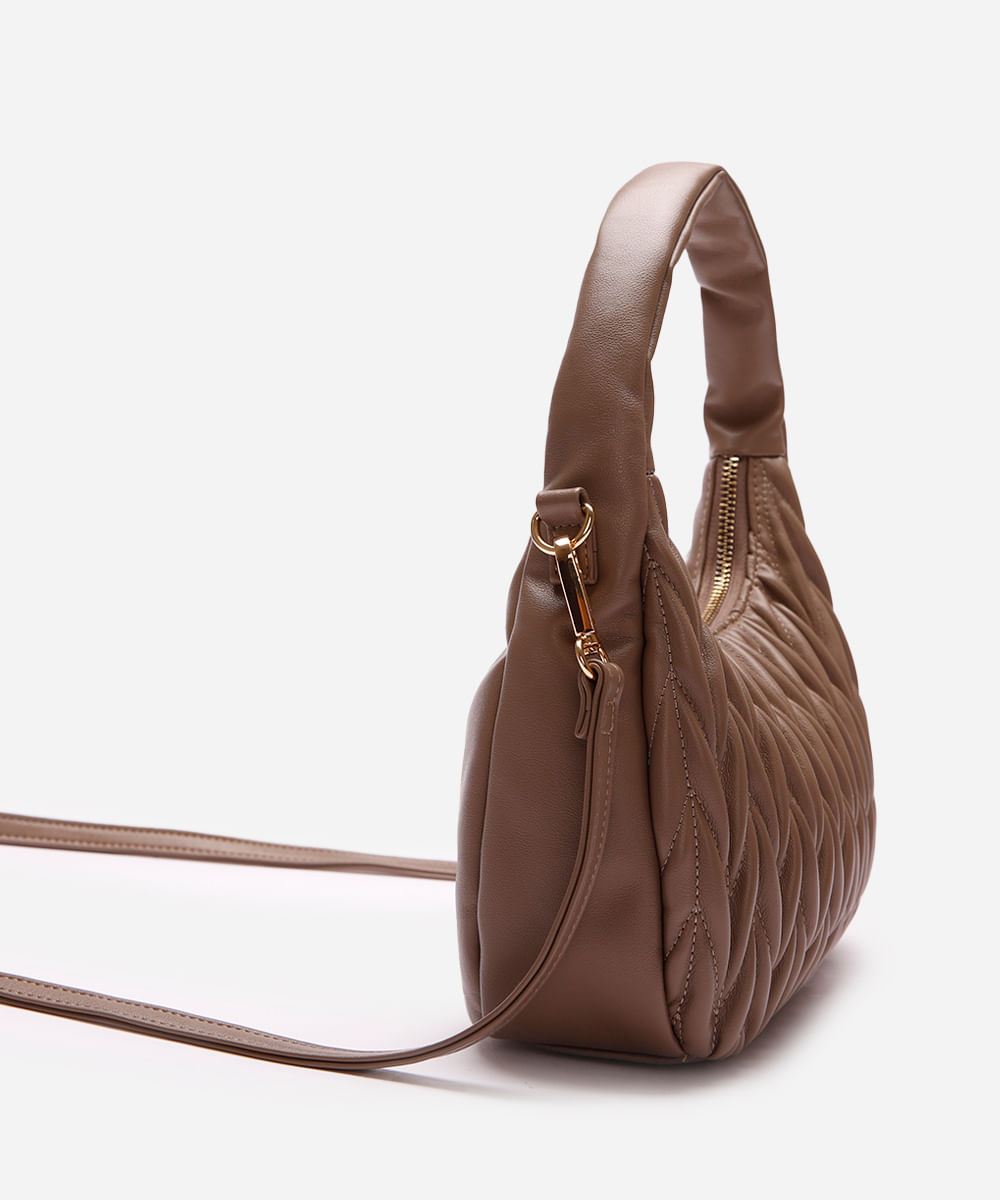 bolsa baguete matelassê com alça removível marrom