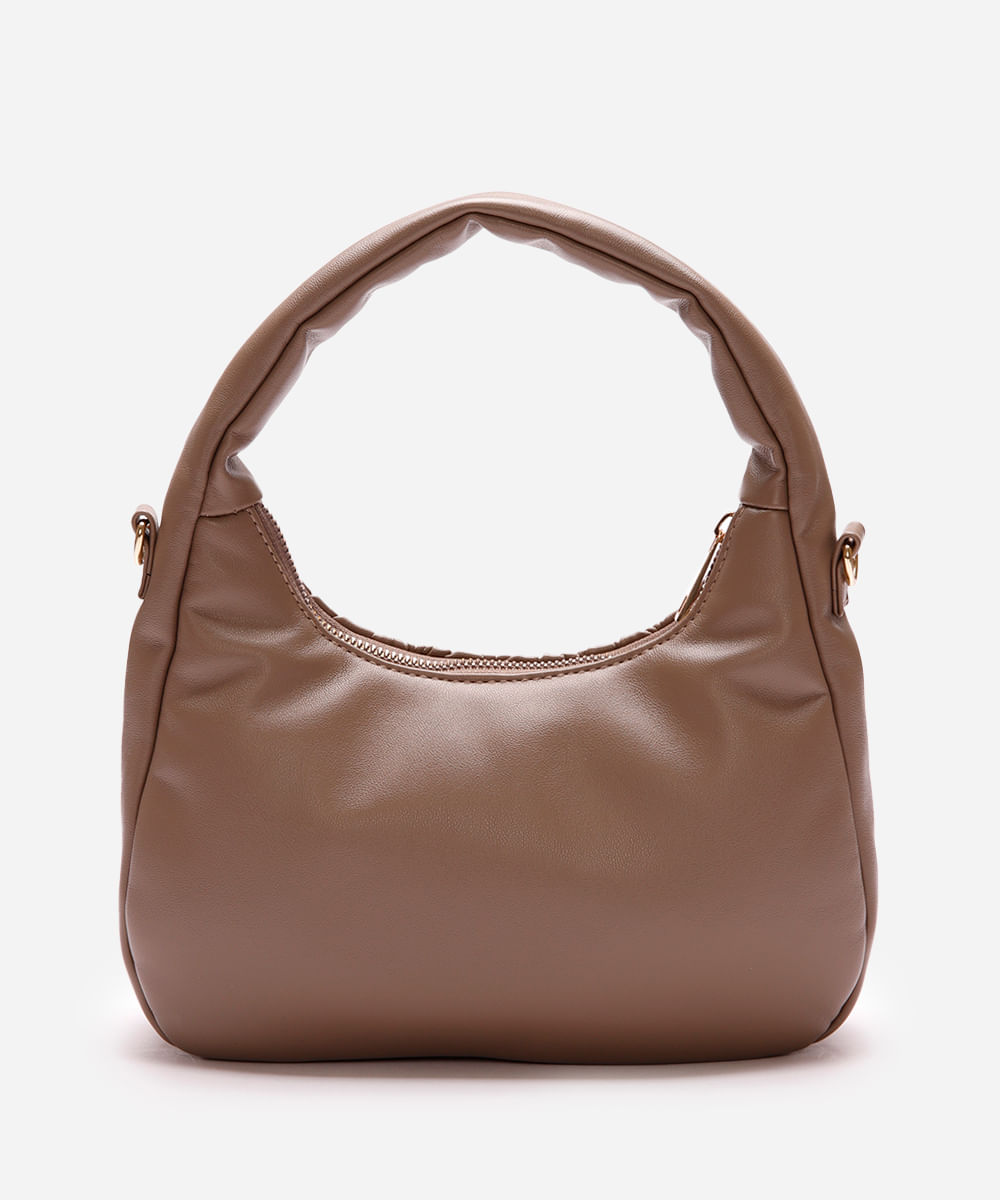 bolsa baguete matelassê com alça removível marrom