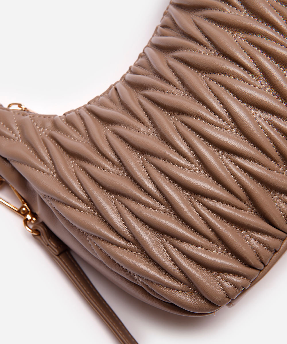 bolsa baguete matelassê com alça removível marrom