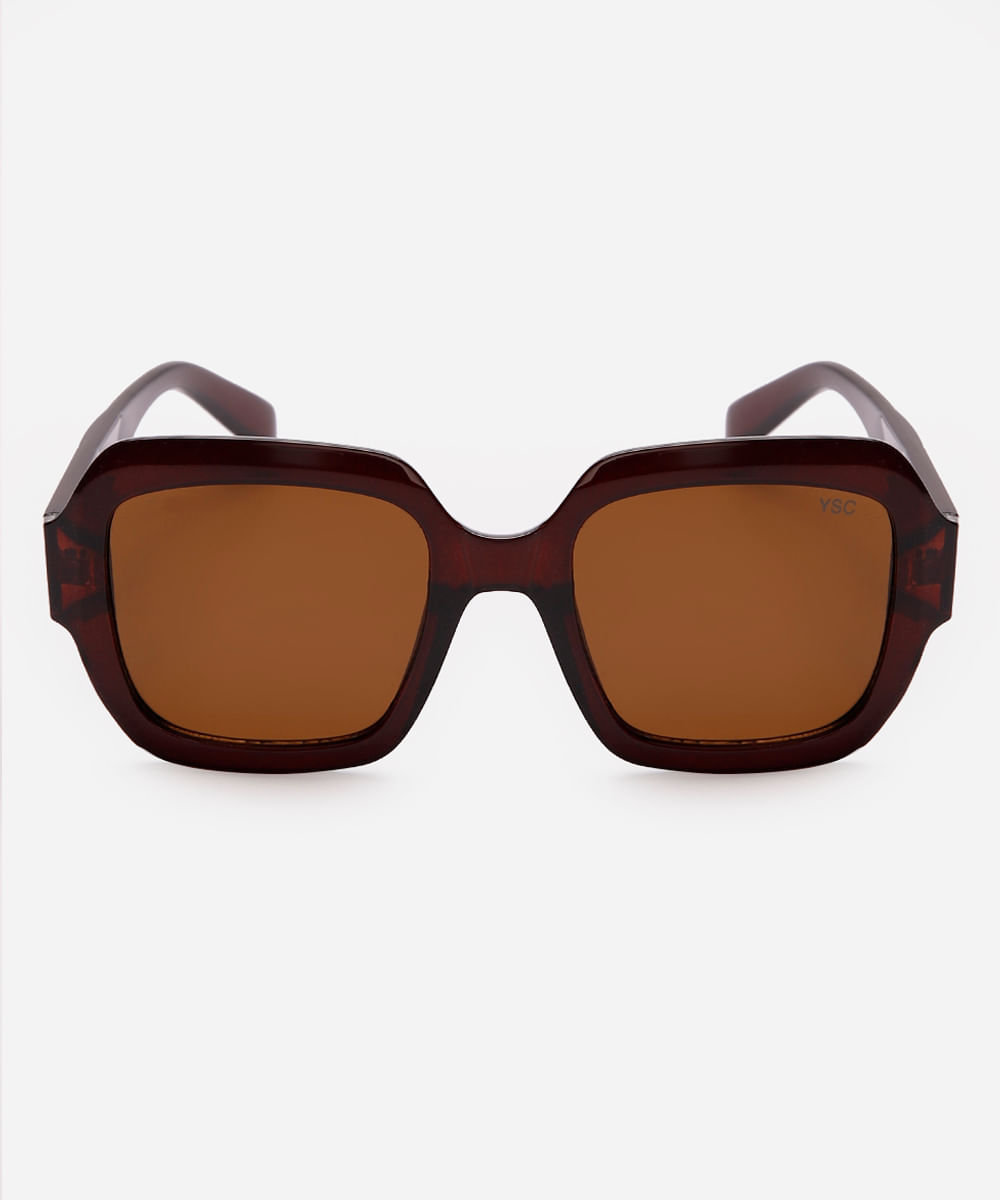 óculos de sol quadrado marrom