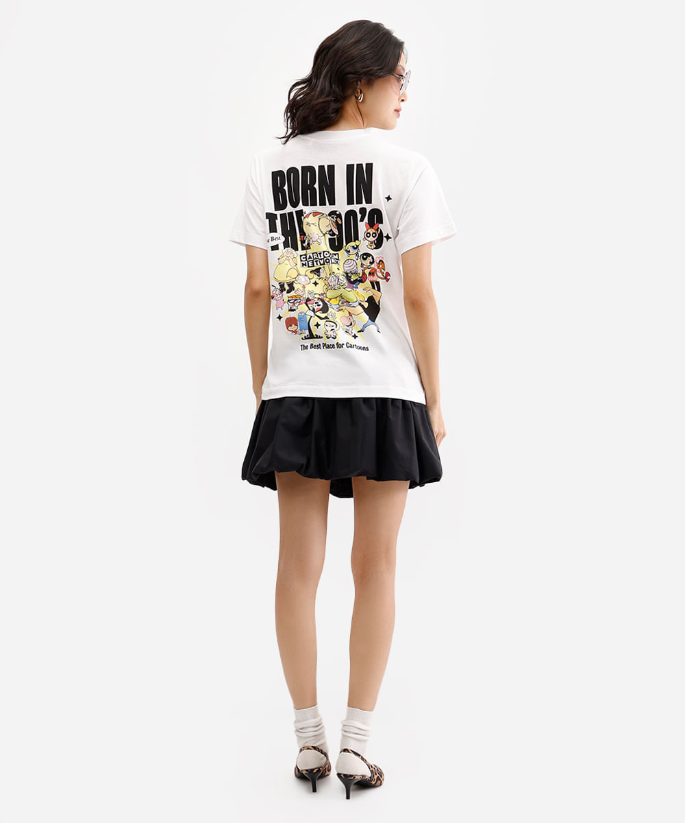 camiseta feminina de algodão born in the 90s off white