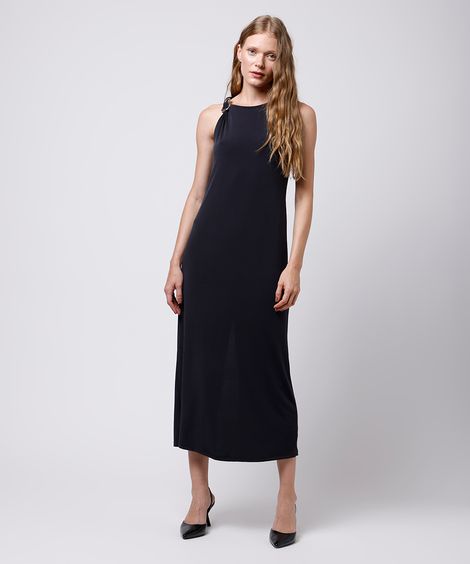 vestido longo feminino alça torcida mindset preto