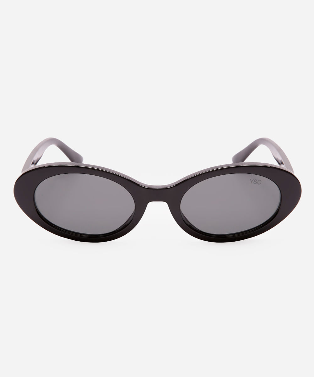 óculos de sol oval preto