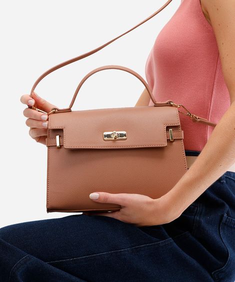 bolsa transversal feminina estruturada marrom
