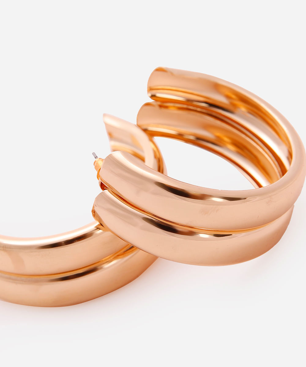 brinco argola duplo dourado